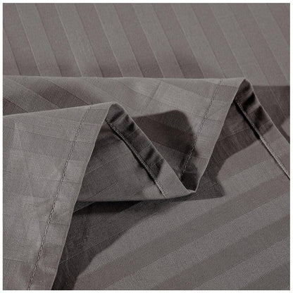 Kensington 1200 Thread Count Cotton Stripe Single Sheet Set Charcoal