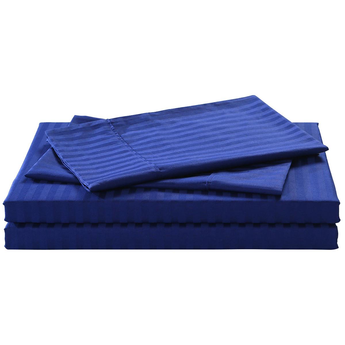 Kensington 1200 Thread Count Cotton Stripe Single Sheet Set Navy