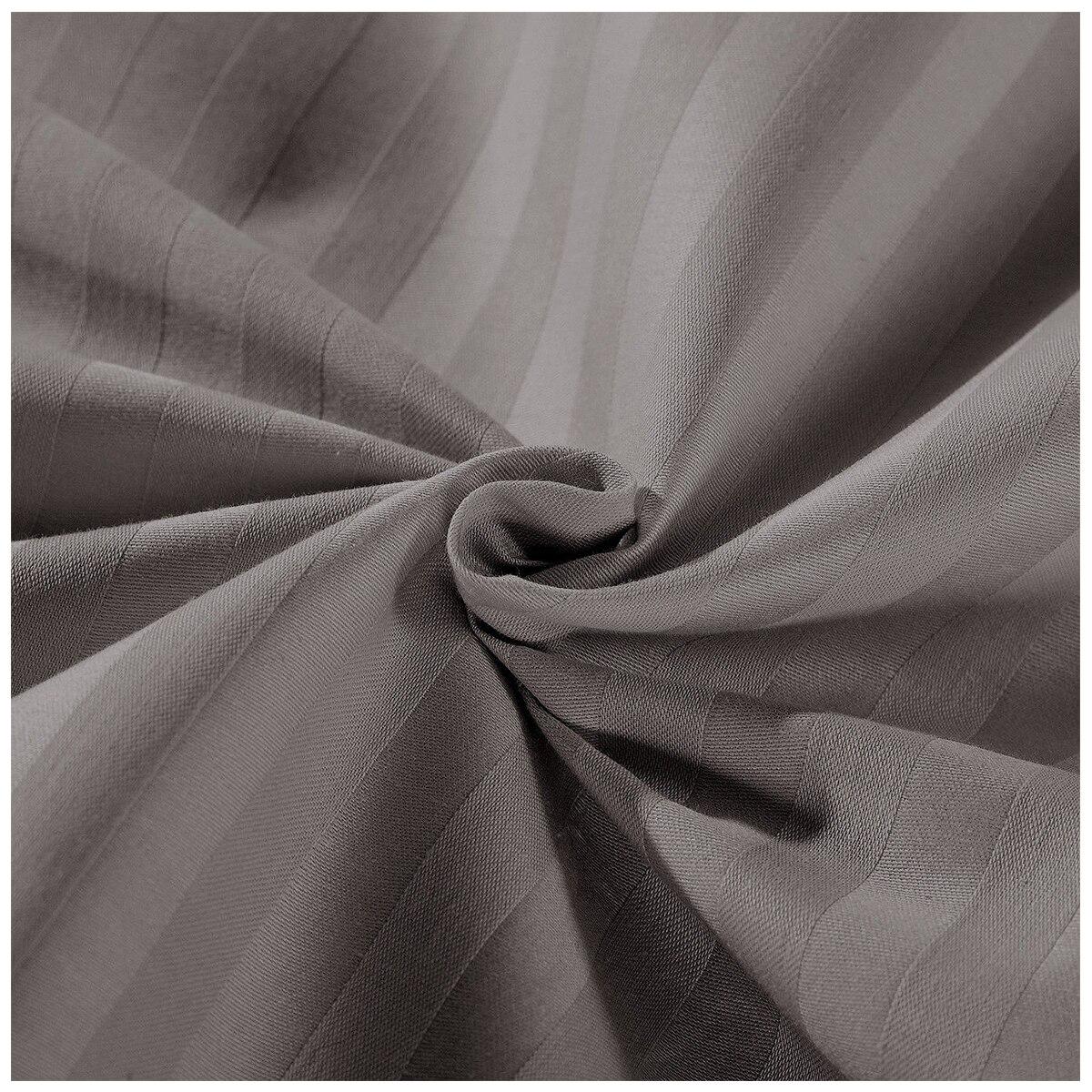 Kensington 1200 Thread Count Cotton Stripe Single Sheet Set Charcoal