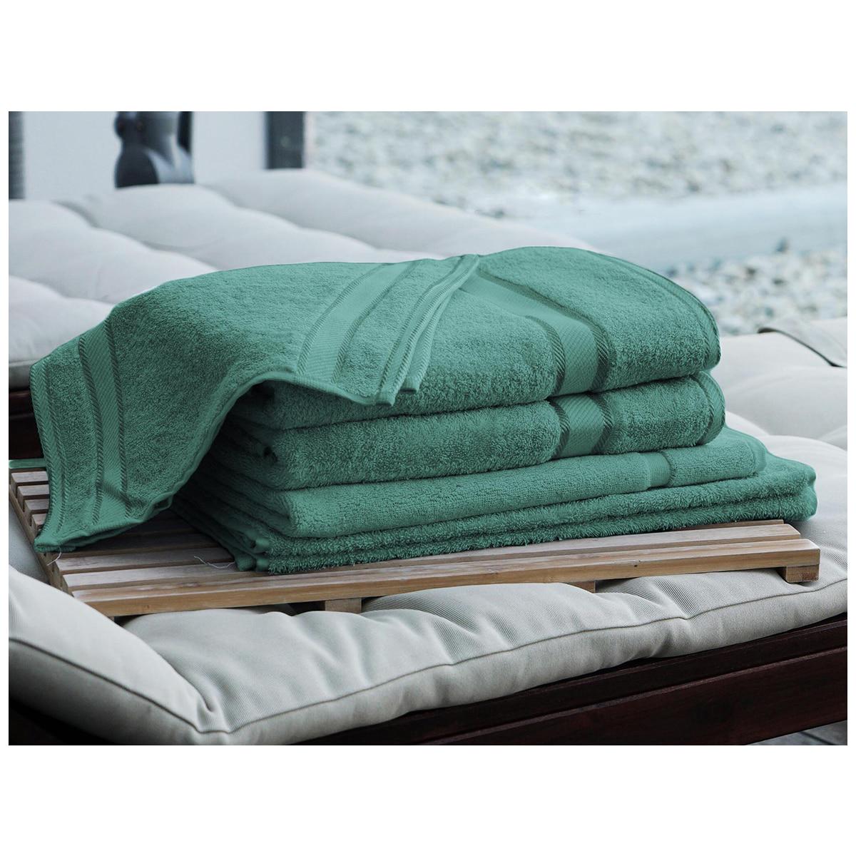 Kingtex Plain Dyed Combed Cotton Bath Sheet Set 7 Piece Forest