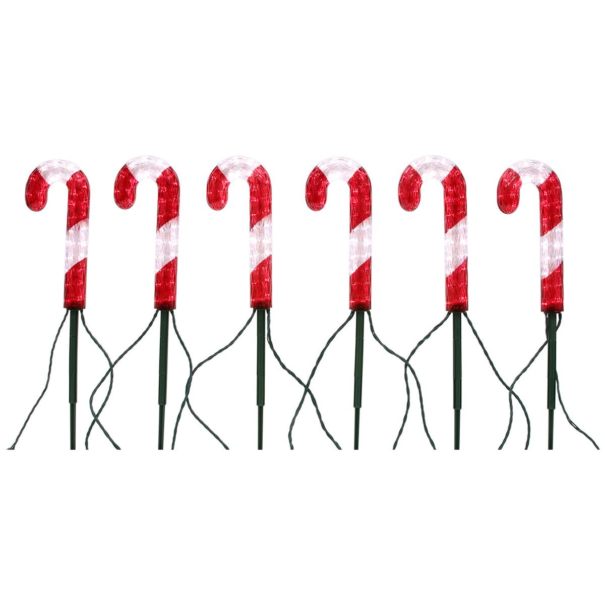 LED Candy Cane Lawn Stakes Set Of 6