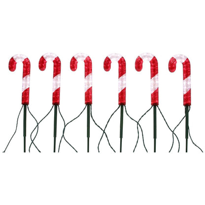 LED Candy Cane Lawn Stakes Set Of 6