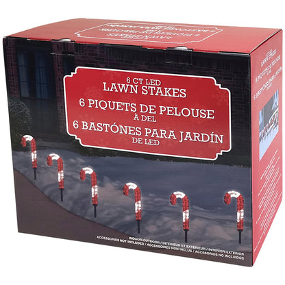 LED Candy Cane Lawn Stakes Set Of 6