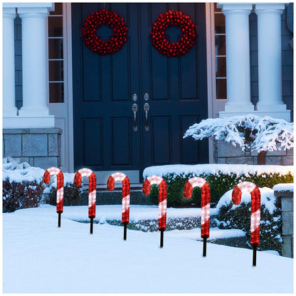 LED Candy Cane Lawn Stakes Set Of 6