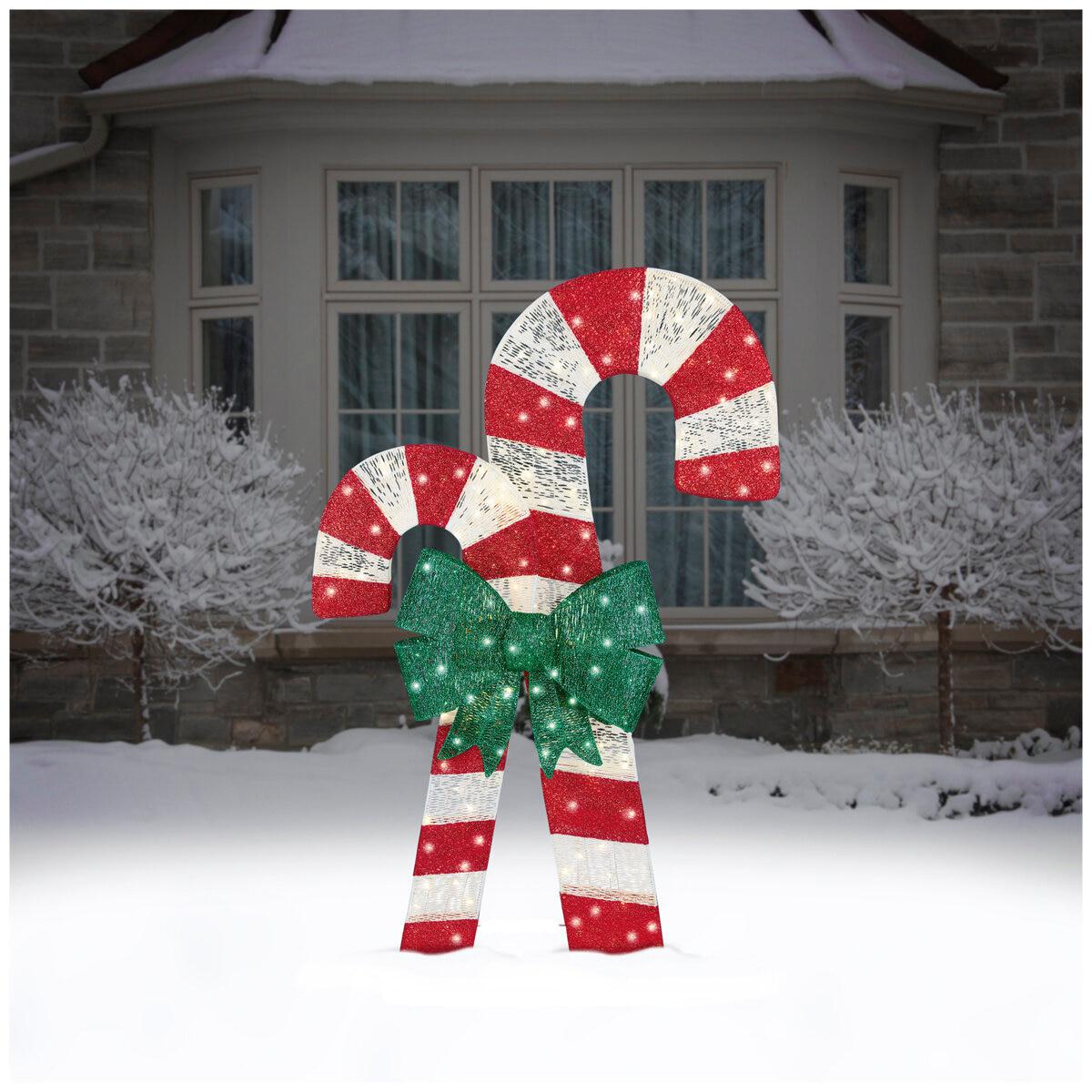 LED Selectable Twinkle Glitter String Candy Canes With 220 Lights