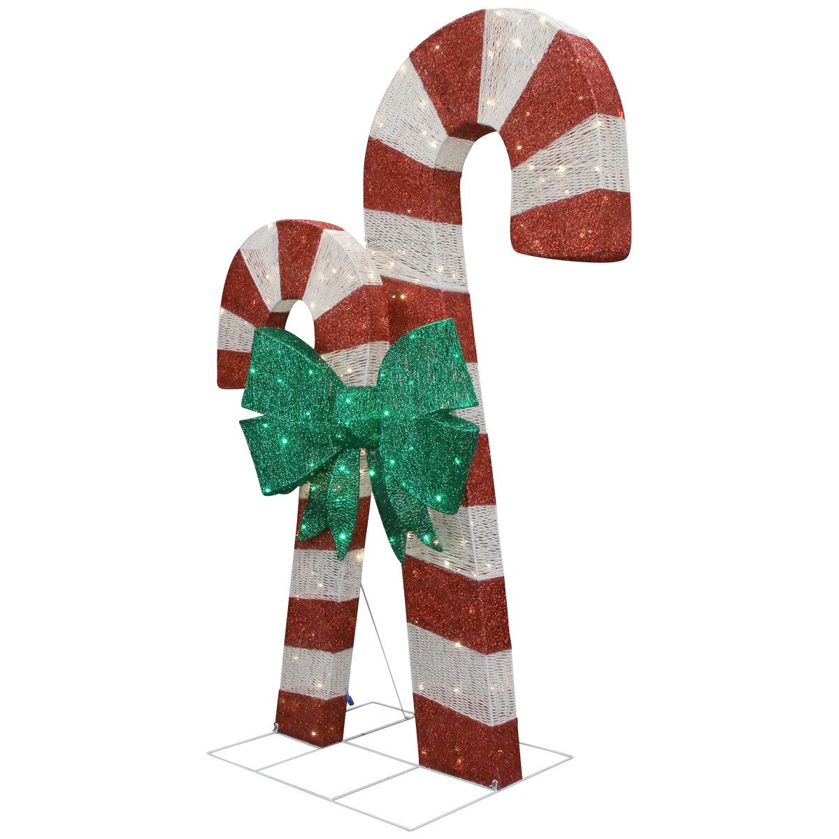 LED Selectable Twinkle Glitter String Candy Canes With 220 Lights