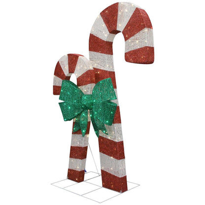 LED Selectable Twinkle Glitter String Candy Canes With 220 Lights