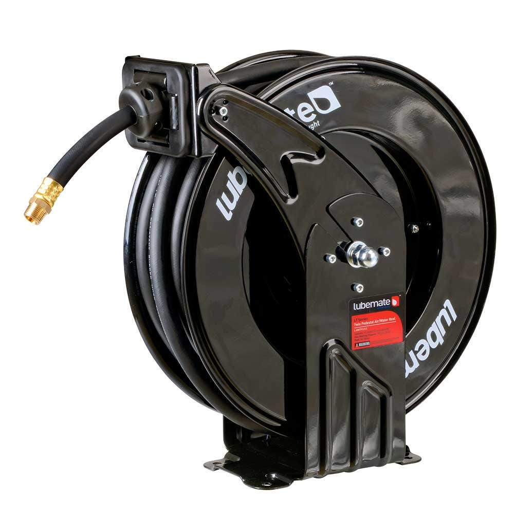LUBEMATE 12.5mm x 15m Twin Pedestal Air Water Hose Reel L-AWTP1215