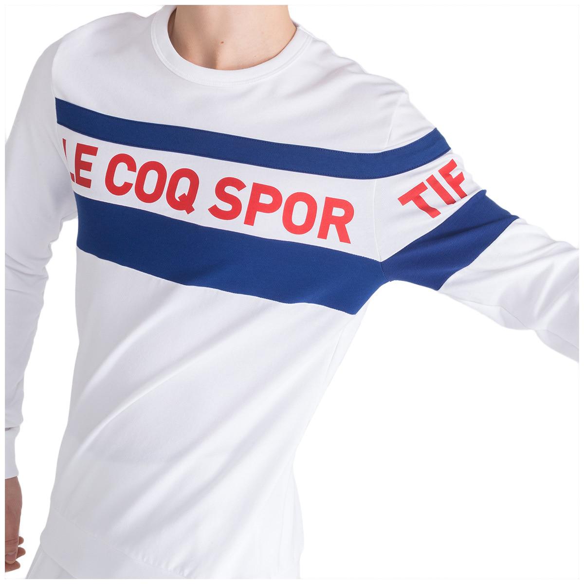 Le Coq Sportif Men's Saison Crew Sweater White and Blue