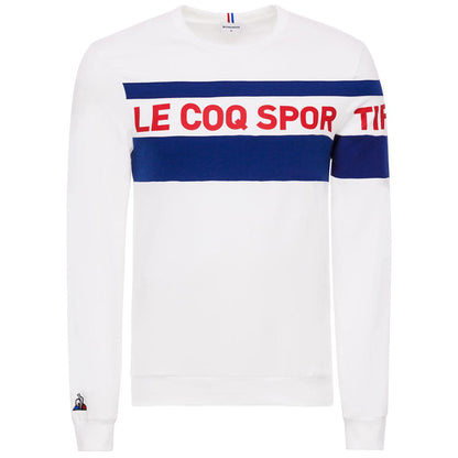 Le Coq Sportif Men's Saison Crew Sweater White and Blue