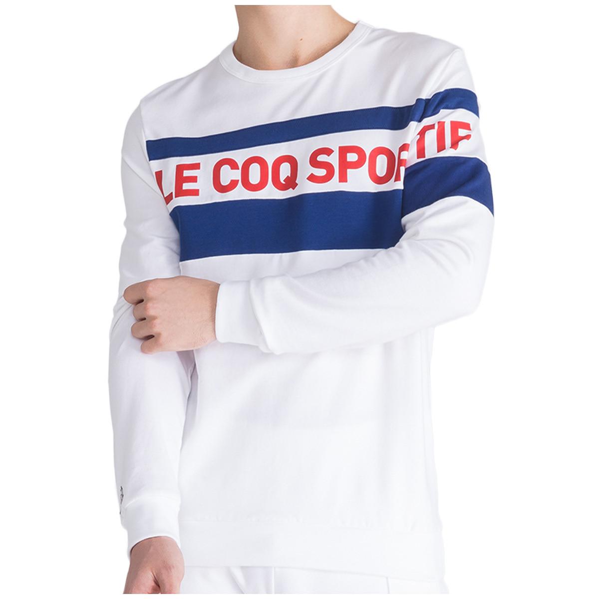 Le Coq Sportif Men's Saison Crew Sweater White and Blue