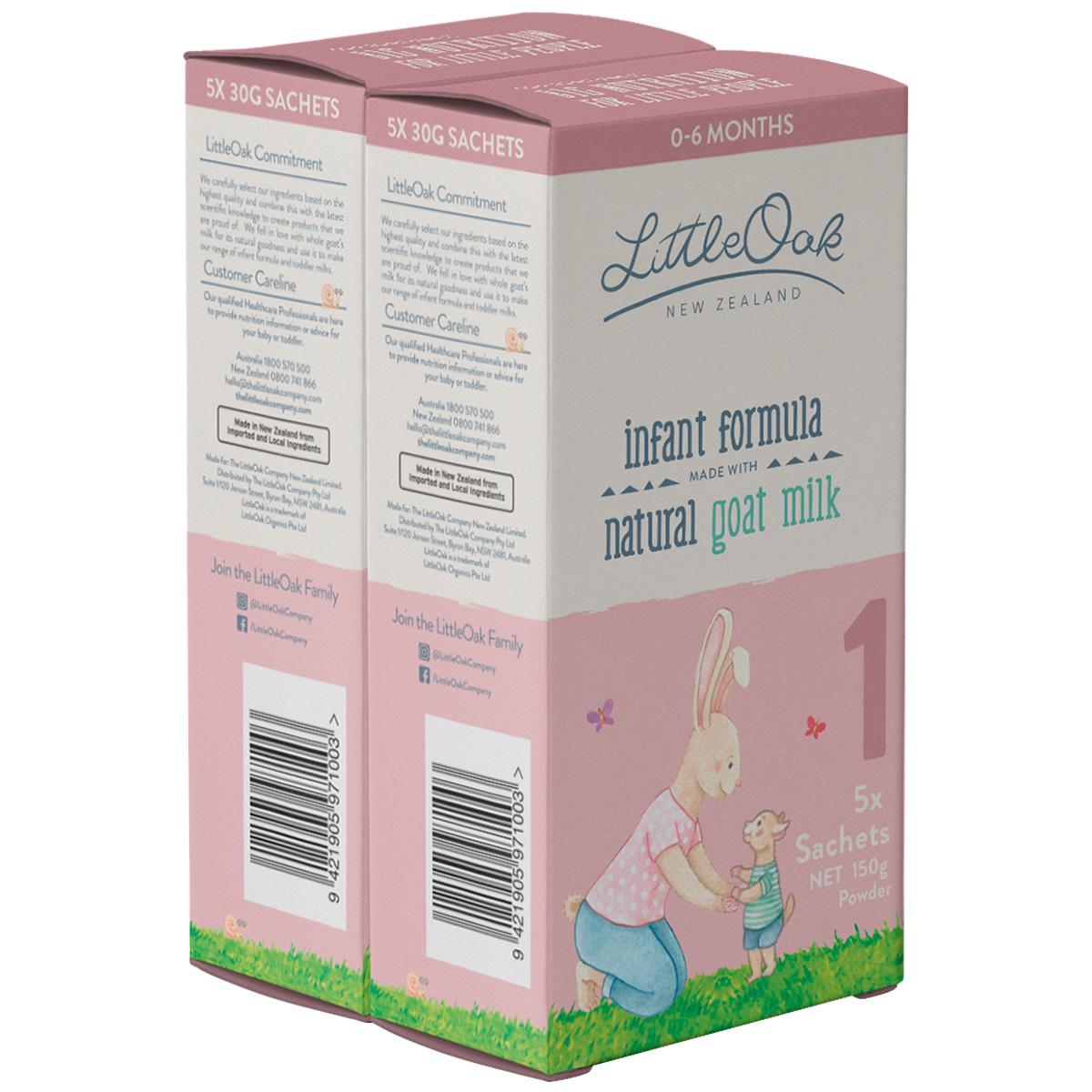 Little Oak Natural Goat Milk Infant Formula (Stage 1: 0-6 Months) 5 x 30g Twin Pack