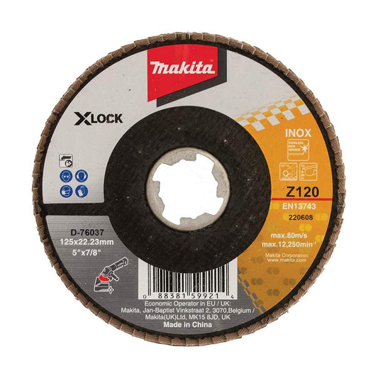 MAKITA 125mm 120-Grit Zirconia Angled Flap Disc - INOX D-76037