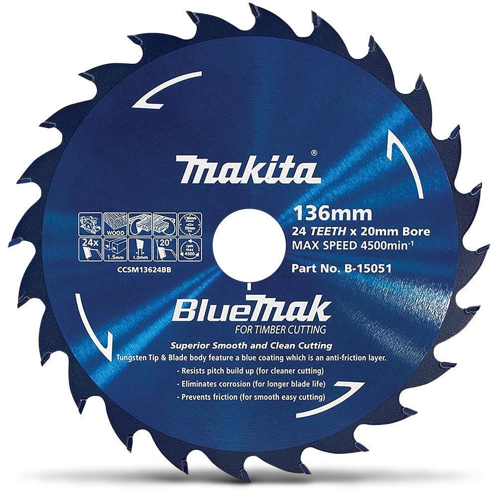MAKITA 136mm 24T TCT Circular Saw Blade for Wood Cutting - Cordless Saws - BLUEMAK
