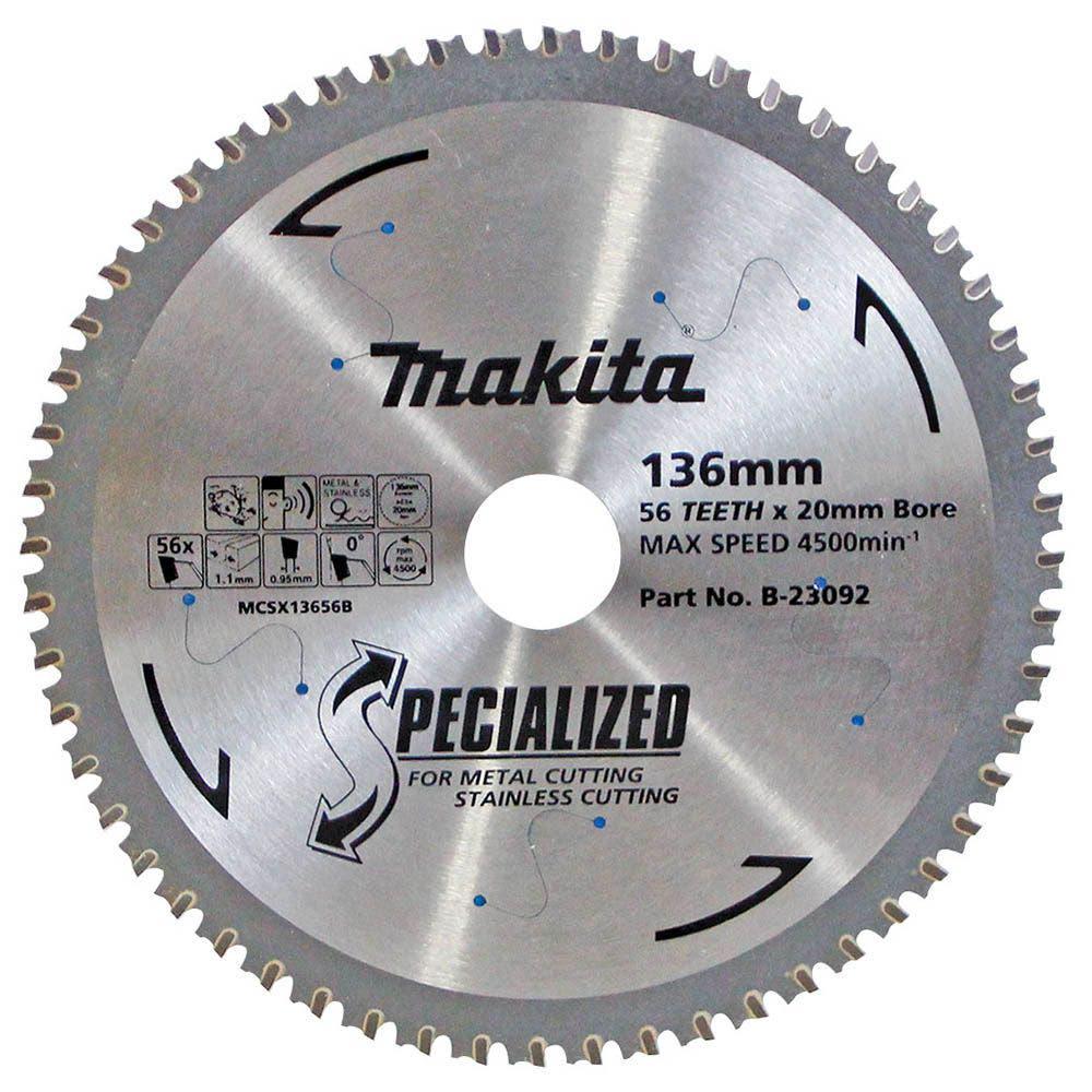 MAKITA 136mm 56T TCT Circular Saw Blade for Stainless Steel Cutting - SPECIALIZED B-23092