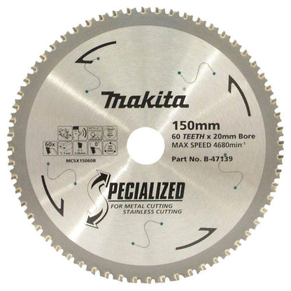 MAKITA 150mm 60T TCT Circular Saw Blade for Stainless Steel Cutting - SPECIALIZED B-47139