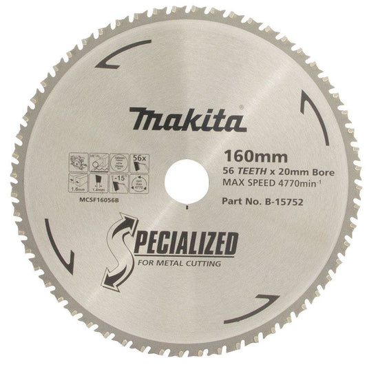 MAKITA 160mm 56T TCT Circular Saw Blade for Metal Cutting - SPECIALIZED B-15752