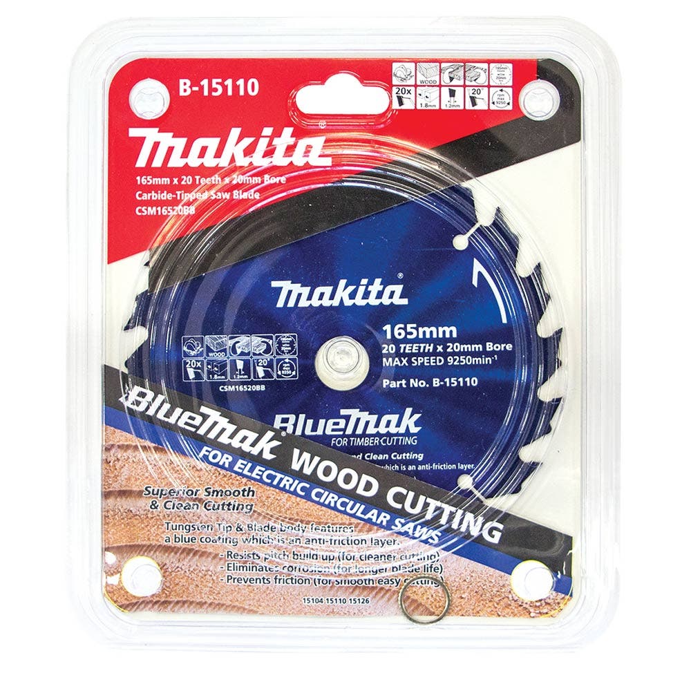 MAKITA 165mm 24T TCT Circular Saw Blade for Wood Cutting - BLUEMAK B-15110