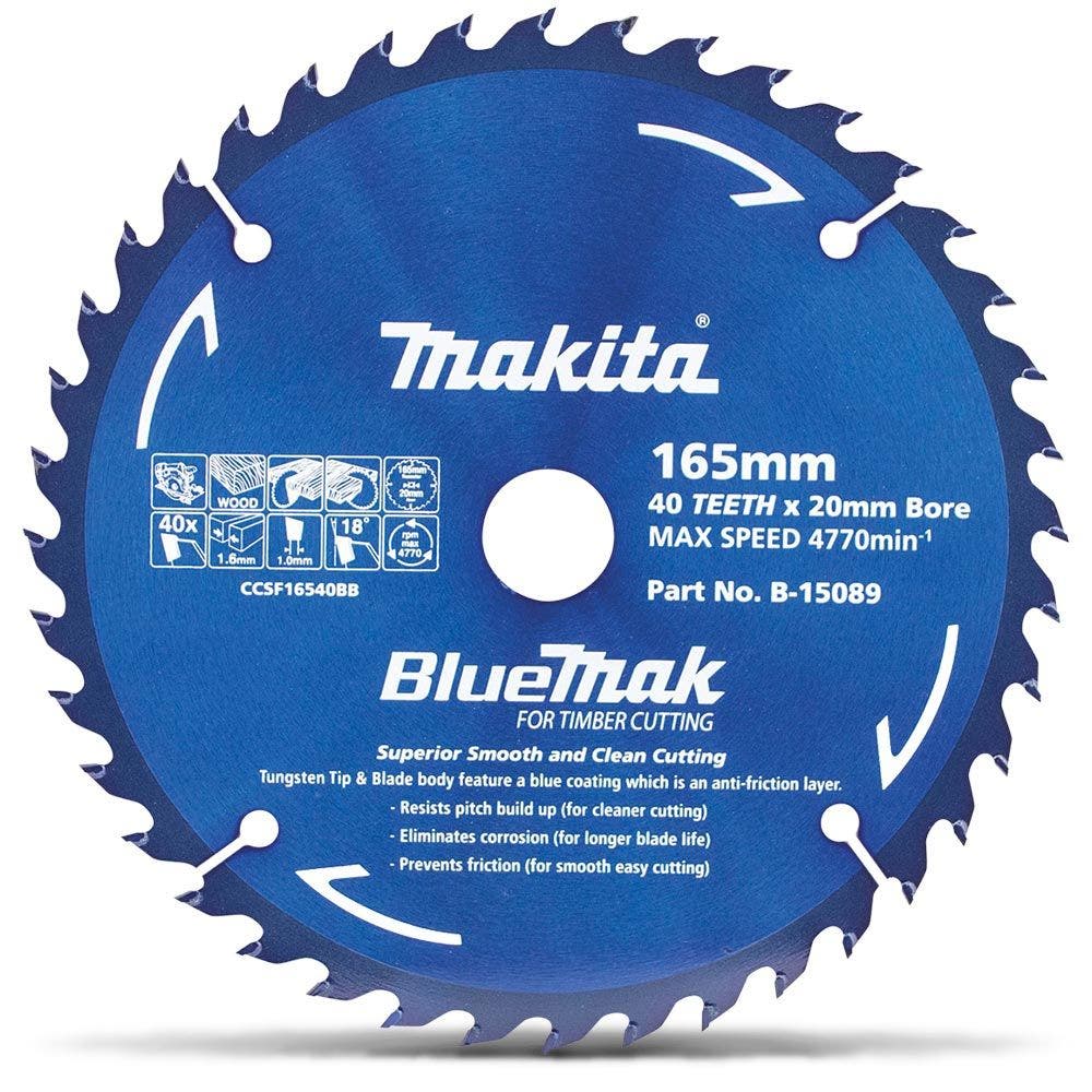 MAKITA 165mm 40T TCT Circular Saw Blade for Wood Cutting - Cordless Saws - BLUEMAK