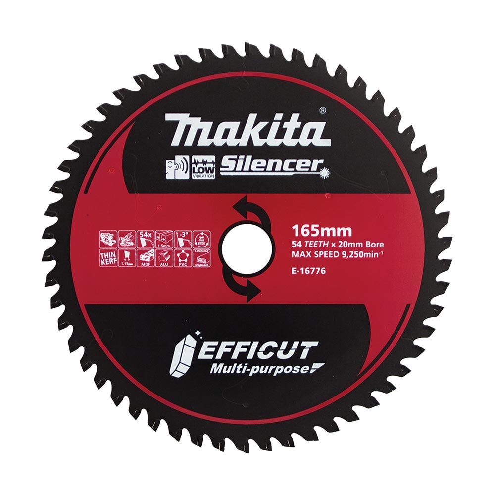 MAKITA 165mm 54T TCT Circular Saw Blade for Multi-Purpose Cutting - Multimaterial E-16776