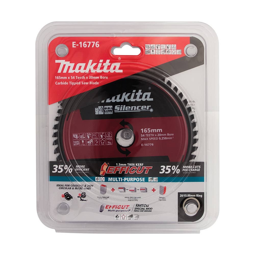 MAKITA 165mm 54T TCT Circular Saw Blade for Multi-Purpose Cutting - Multimaterial E-16776