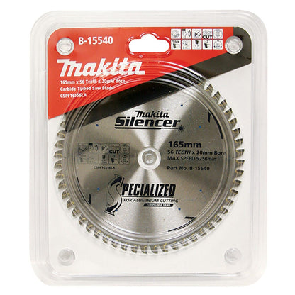 MAKITA 165mm 56T TCT Circular Saw Blade for Aluminium Cutting - Plunge Saws - SPECIALIZED SILENCER B-15540