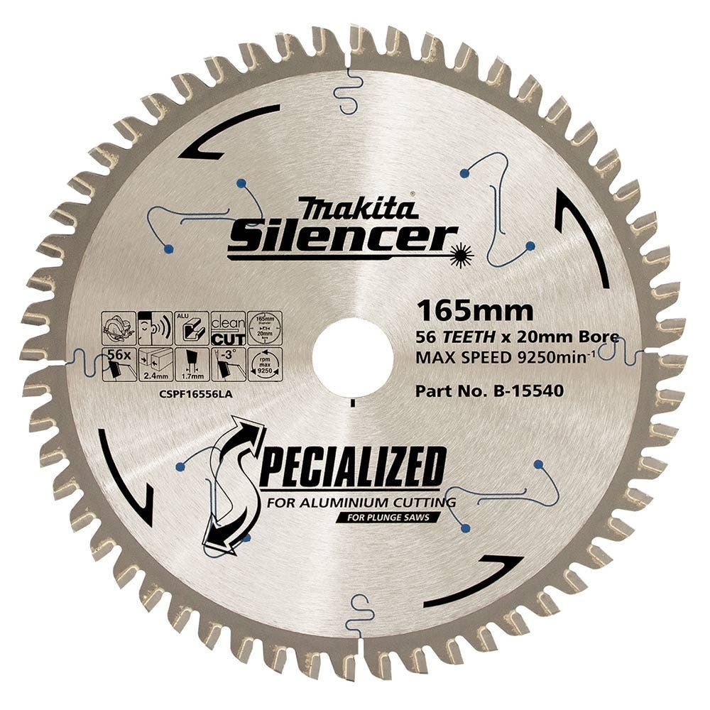 MAKITA 165mm 56T TCT Circular Saw Blade for Aluminium Cutting - Plunge Saws - SPECIALIZED SILENCER B-15540