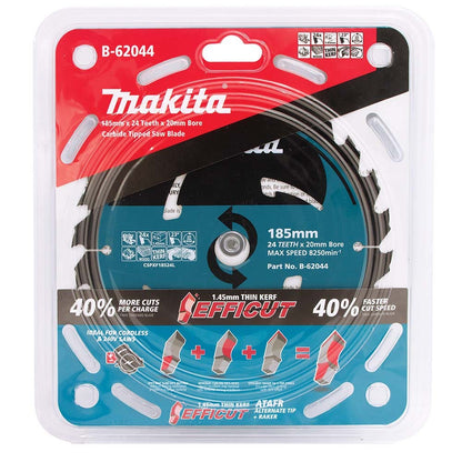 MAKITA 185mm 24T TCT Circular Saw Blade for Wood Cutting - EFFICUT