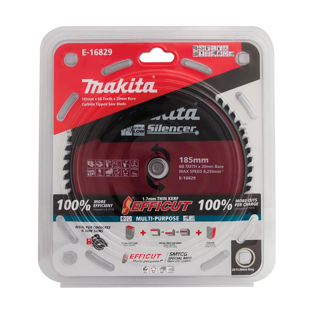 MAKITA 185mm 60T TCT Circular Saw Blade for Multi-Purpose Cutting - Multimaterial E-16829