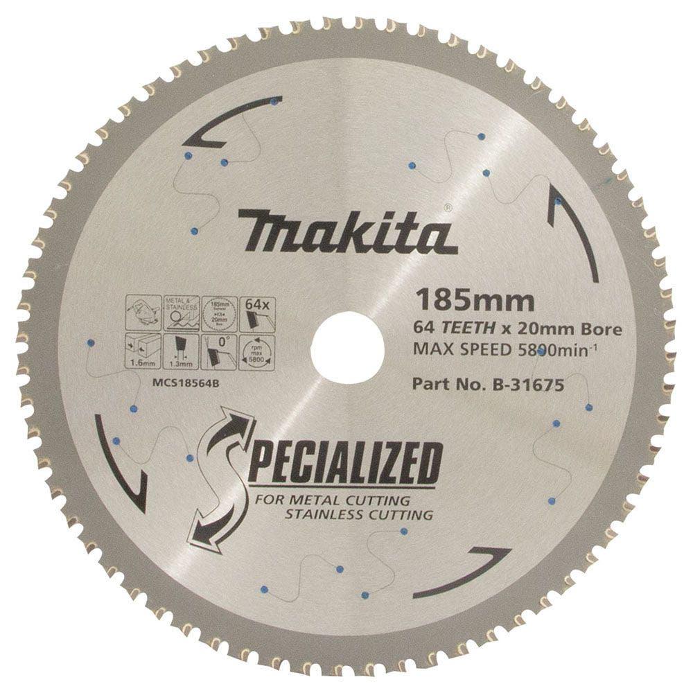 MAKITA 185mm 64T TCT Circular Saw Blade for Stainless Steel Cutting - SPECIALIZED