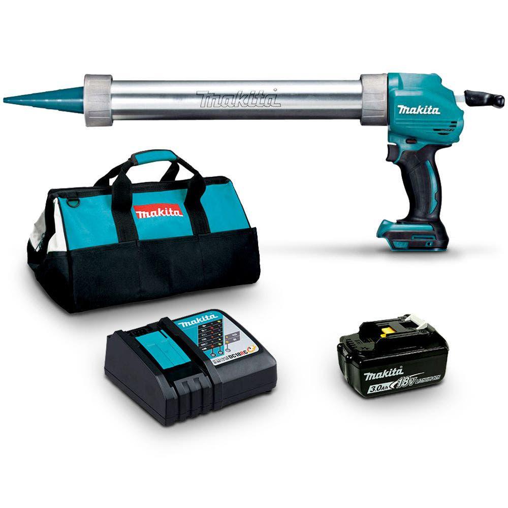 MAKITA 18V 600ML 1 x 3.0Ah Caulking Gun w. Charger and Bag DCG180FBX1