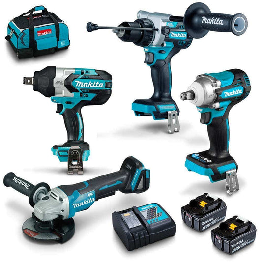 MAKITA 18V Brushless 4 Piece 2 x 5.0Ah Combo Kit DLX4151TX1