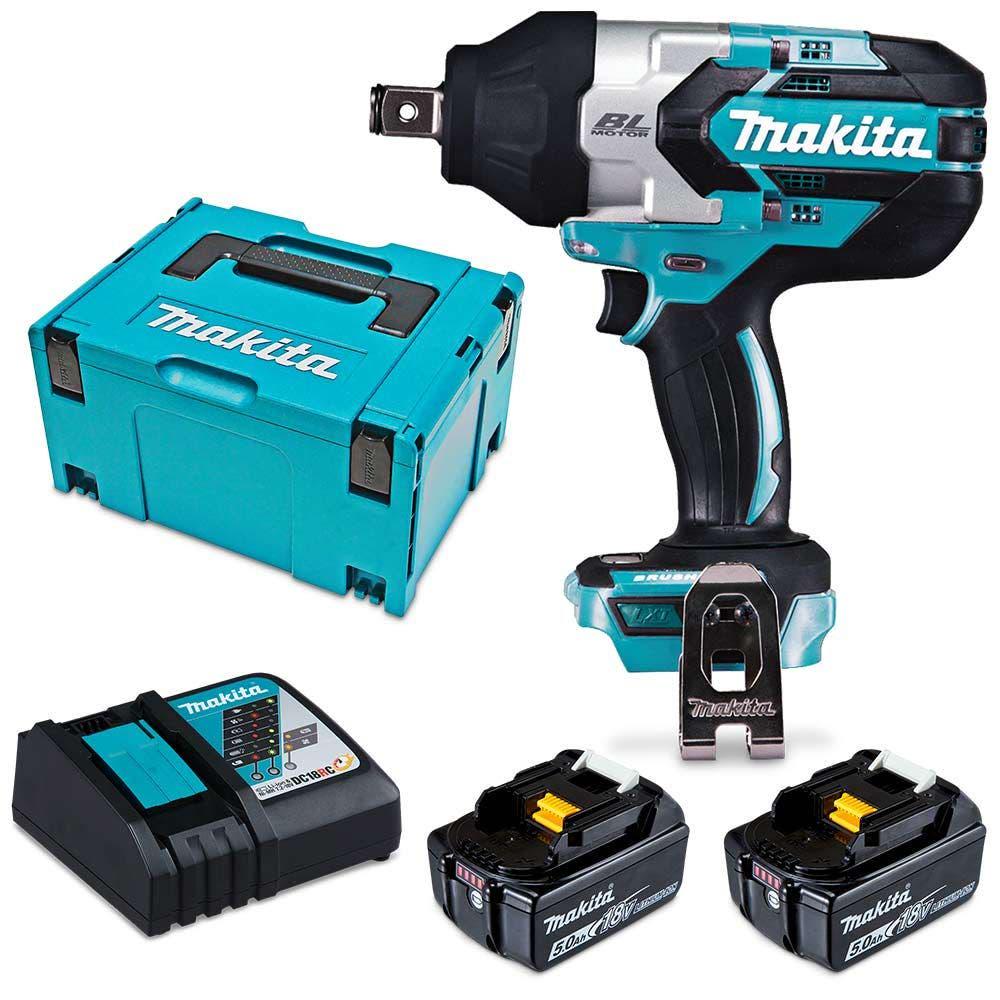 MAKITA 18V Brushless 2 x 5.0Ah 3 4inch Impact Wrench Kit DTW1001RTJ