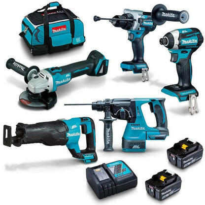 MAKITA 18V Brushless 5 Piece 2 x 5.0AH Combo Kit DLX5063TX1