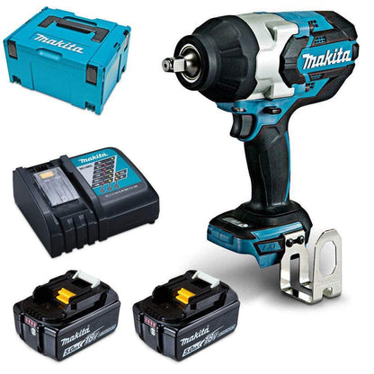 MAKITA 18V Brushless 2 x 5.0Ah 1 2inch Impact Wrench Kit DTW1002RTJ