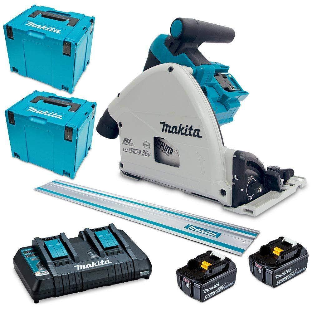 MAKITA 18Vx2 2 x 5.0Ah 165mm Brushless Plunge Cut Saw Kit DSP600PT2JT