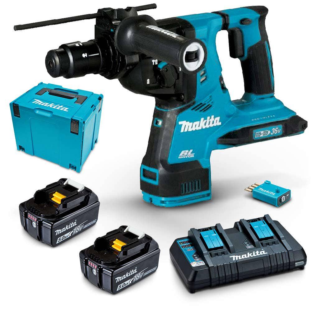 MAKITA 18Vx2 Brushless AWS 28mm 2 x 5.0Ah SDS+ Rotary Hammer with Chuck DHR283PT2JU