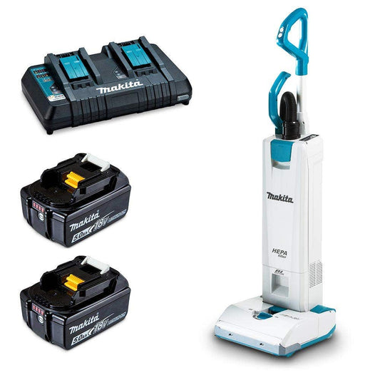 MAKITA 18Vx2 Brushless 2 x 5.0Ah Upright Vacuum Kit DVC560PT2