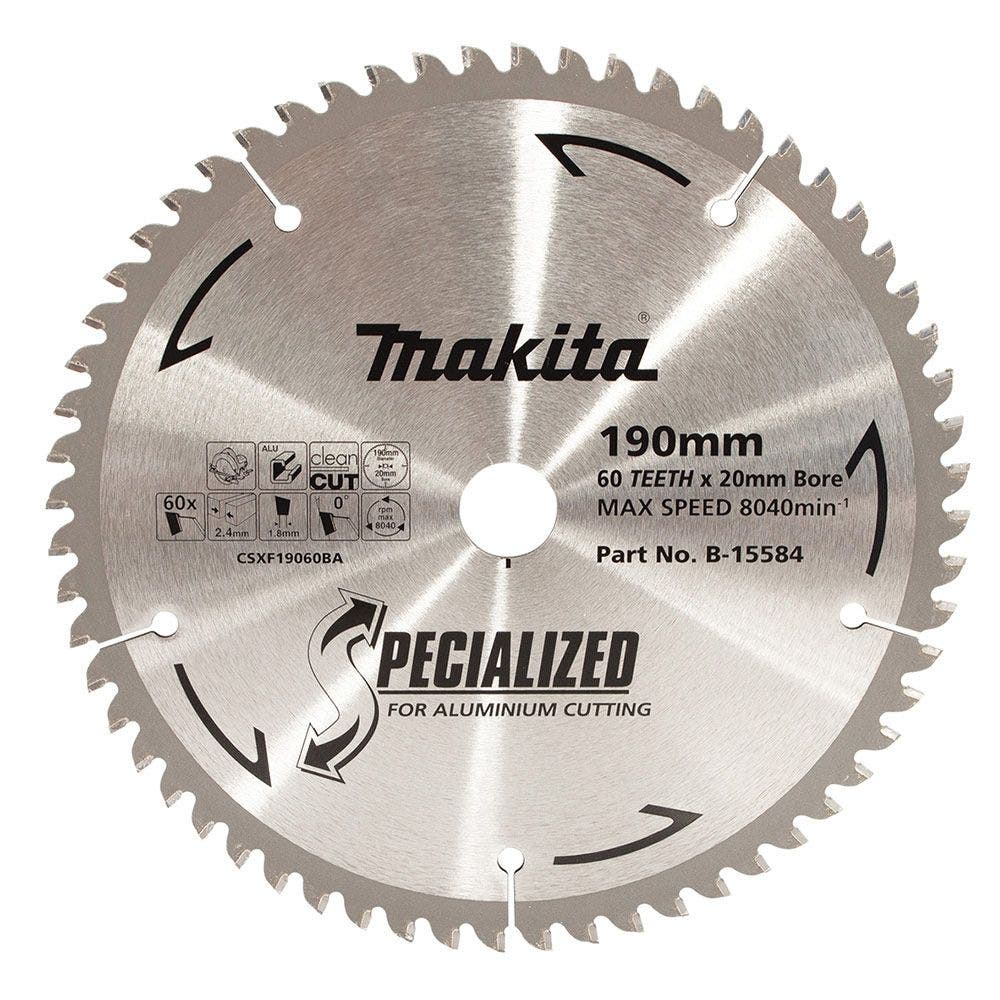 MAKITA 190mm 60T TCT Circular Saw Blade for Aluminium Cutting - SPECIALIZED B-15584
