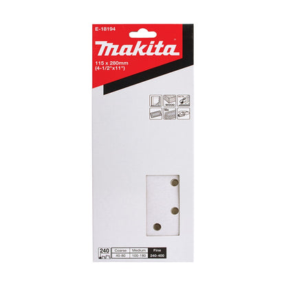 MAKITA 1 2 Sheet 240 Grit Sand Paper White - 10 Piece E-18194