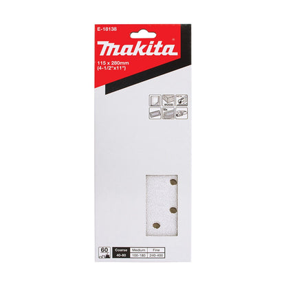 MAKITA 1 2 Sheet 60 Grit Sand Paper White - 10 Piece E-18138