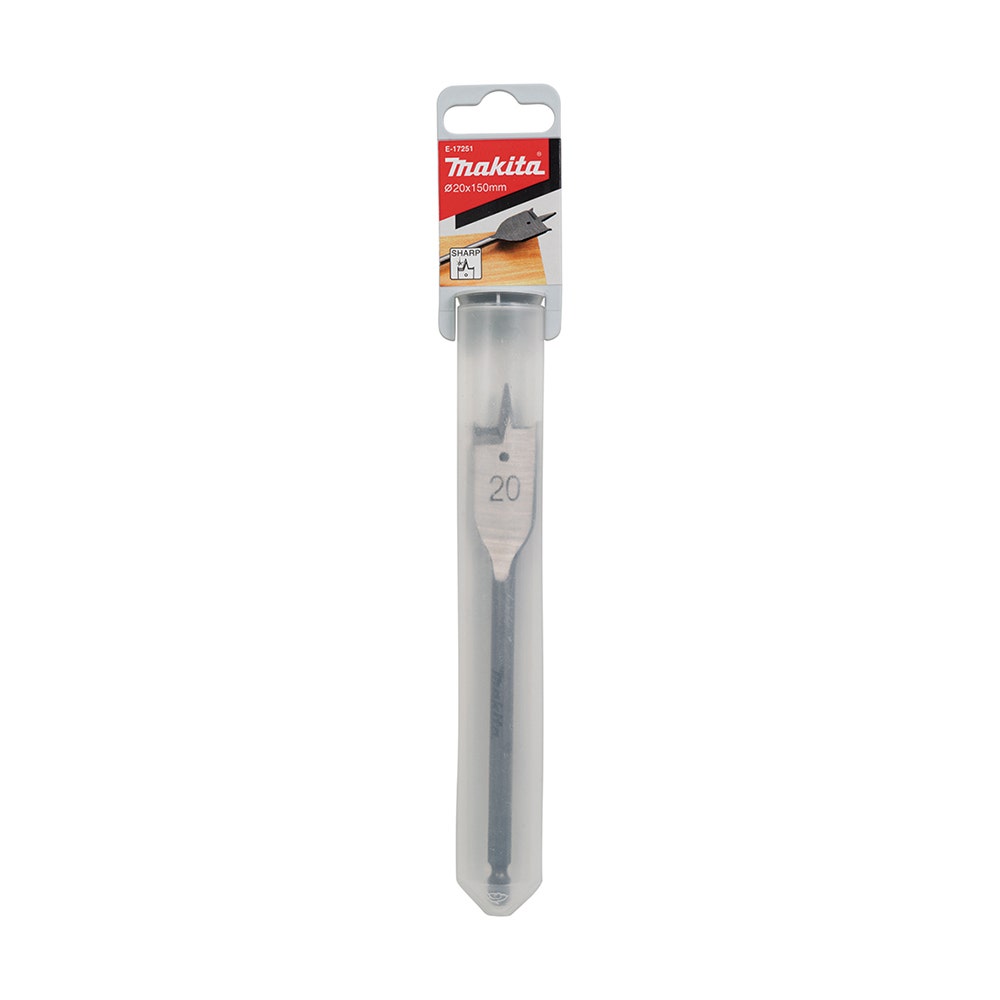 MAKITA 20 X 150mm Flat Wood Spade Bit - 1 4 Hex E-17251
