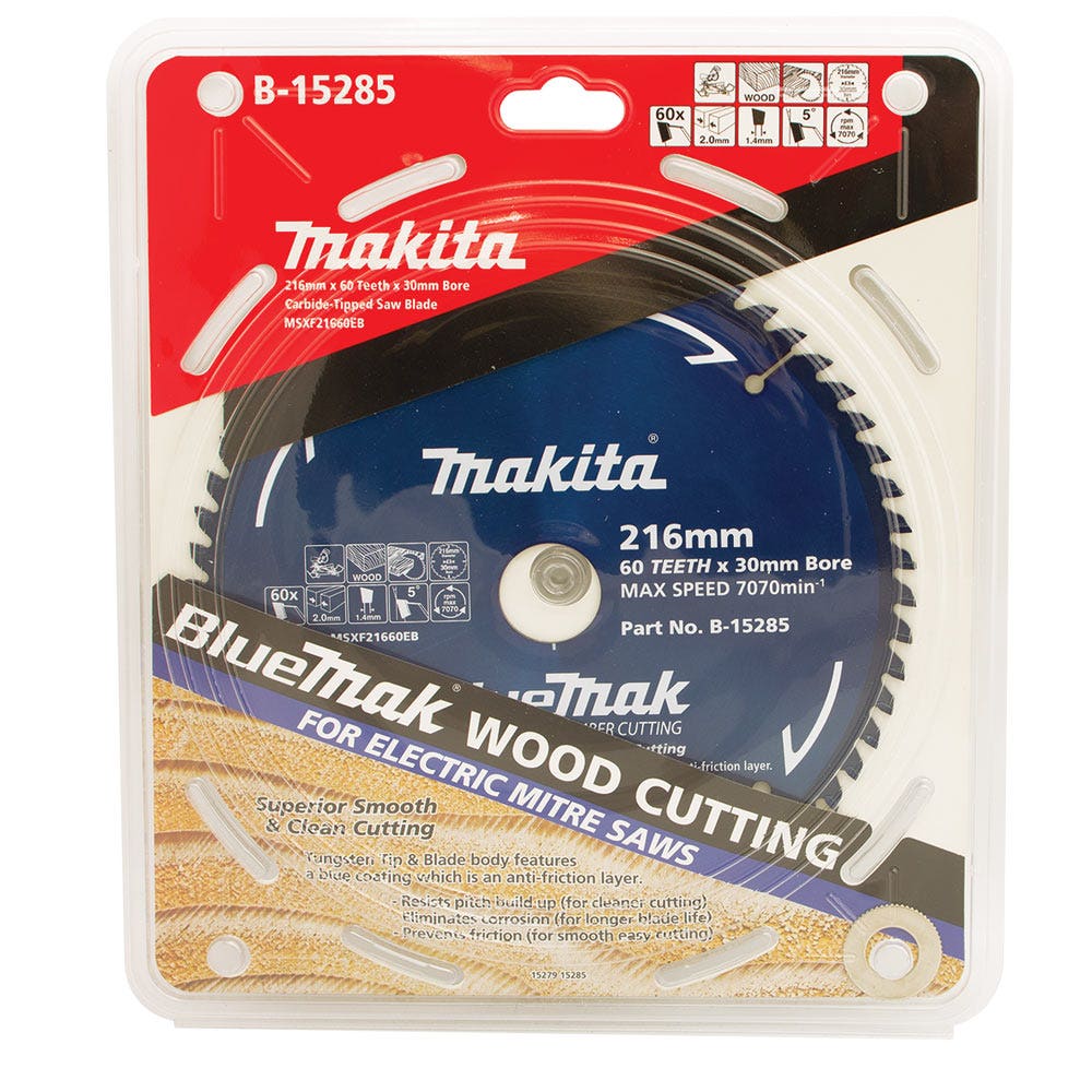 MAKITA 216mm 60T TCT Circular Saw Blade for Wood Cutting - Mitre Saws - BLUEMAK