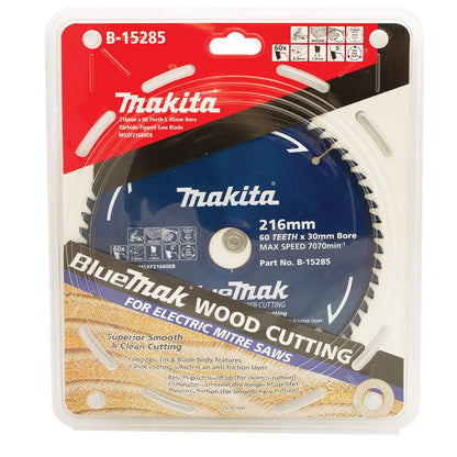 MAKITA 216mm 60T TCT Circular Saw Blade for Wood Cutting - Mitre Saws - BLUEMAK
