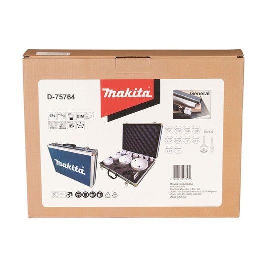MAKITA 22-127mm Bi-Metal Holesaw Set for GENERAL Purpose - 13 Piece D-75764