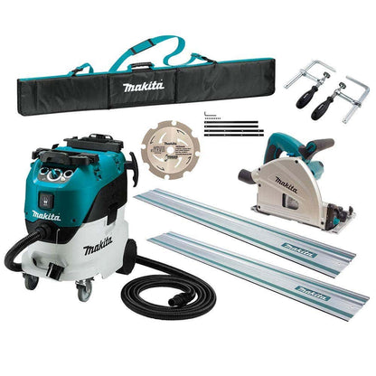 MAKITA 240V Plunge Cut Circular Saw and M-Class Industrial Dust Extraction Combo Kit SP6000JT2X-VC42MX2