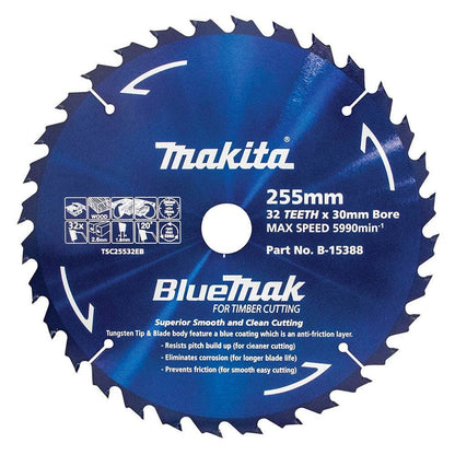 MAKITA 255mm 32T TCT Circular Saw Blade for Wood Cutting - Table Saws - BLUEMAK