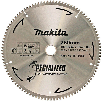 MAKITA 260mm 100T TCT Circular Saw Blade for Aluminium Cutting - Mitre Saws - SPECIALIZED B-15665