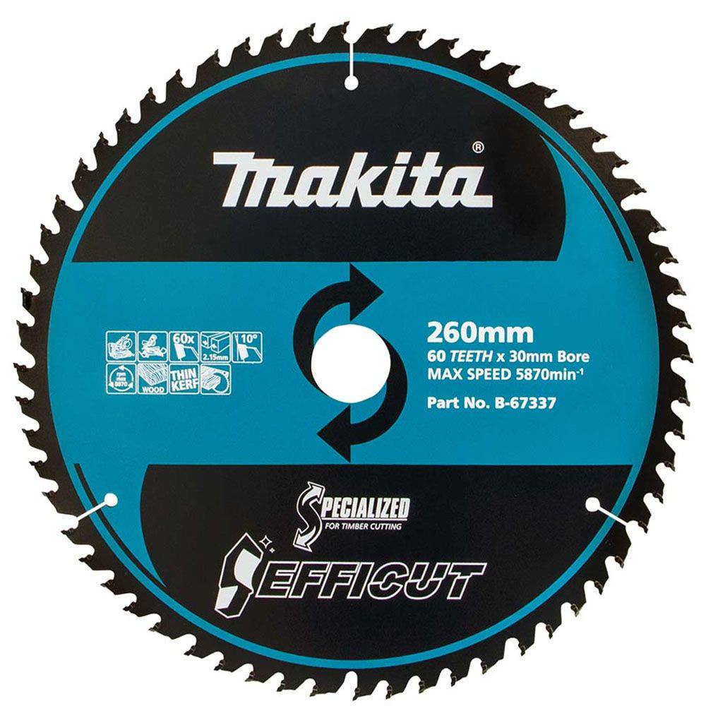 MAKITA 260mm 60T TCT Circular Saw Blade for Wood Cutting - Mitre Saws - EFFICUT