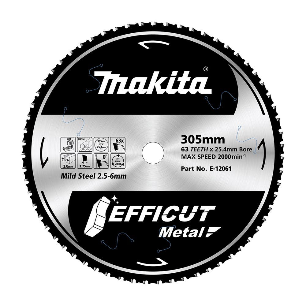 MAKITA 305 x 25.4mm 63T TCT Circular Saw Blade for Metal Cutting - EFFICUT E-12061